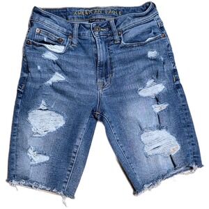 American Eagle Outfitters Ripped Denim Shorts Womens Size 26 Blue Distressed